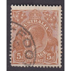 Australian King George V 5d Brown   Wmk C of A  Plate Variety 3R25..